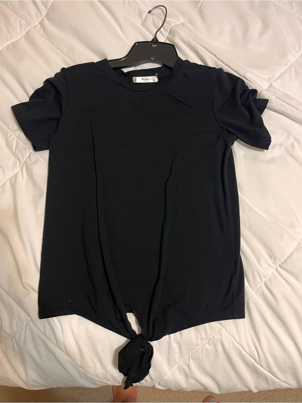 Girls Arshiner Black Crewneck Tee